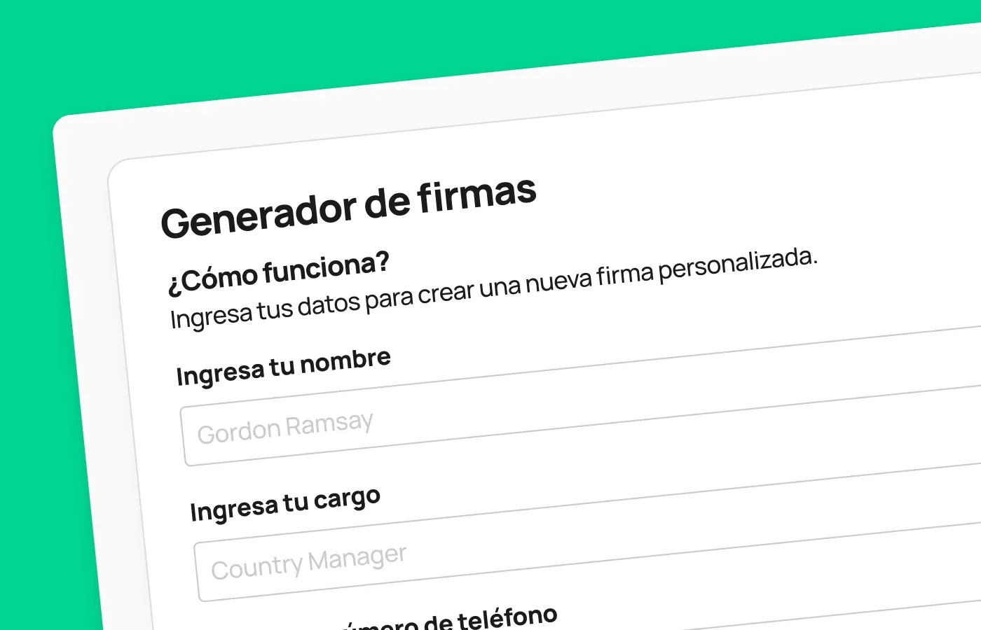 Email signature generator form