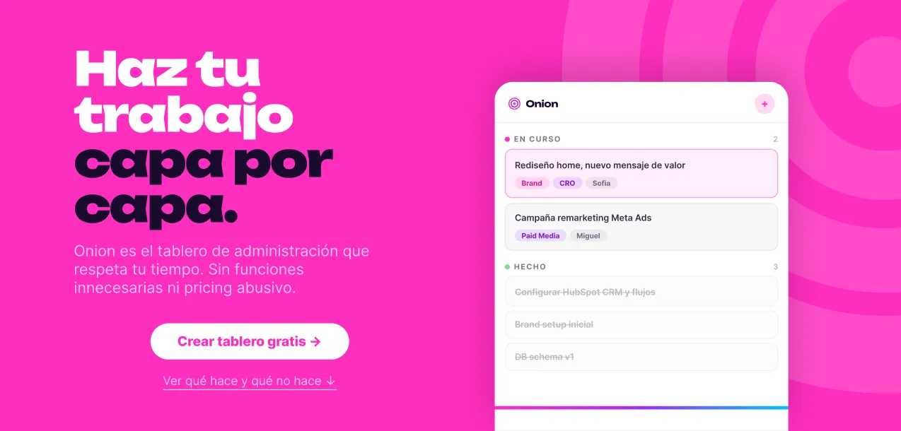 First iteration of the Onion landing page hero in bright pink